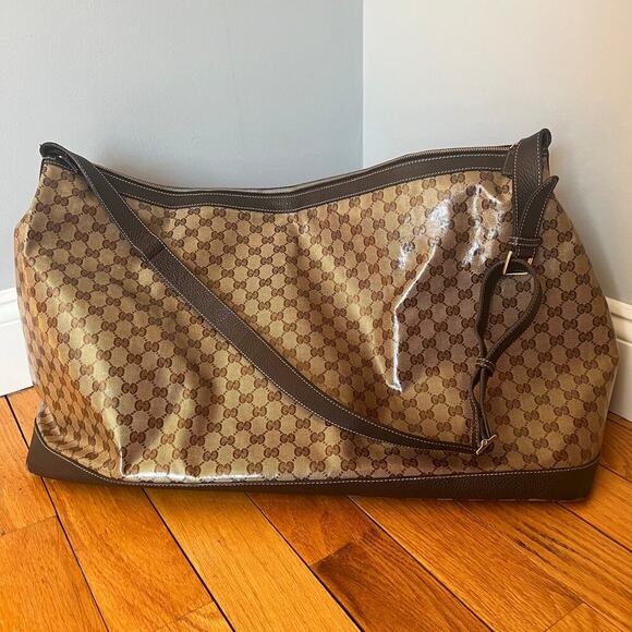 Gucci Interlocking GG Crystal Canvas Travel Gym Weekender Duffle Bag XL - Picture 3 of 17